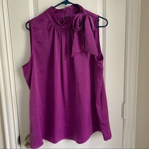 High neck top with side neck bow